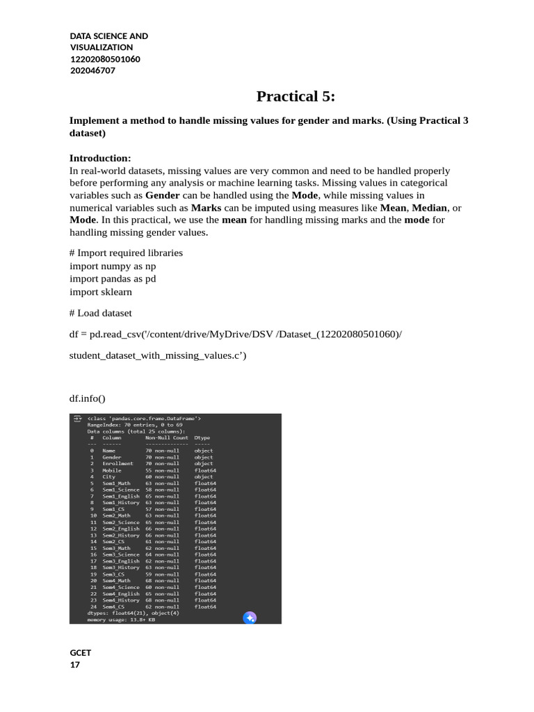 Handling Missing Values in Datasets | PDF | Statistics | Applied ...