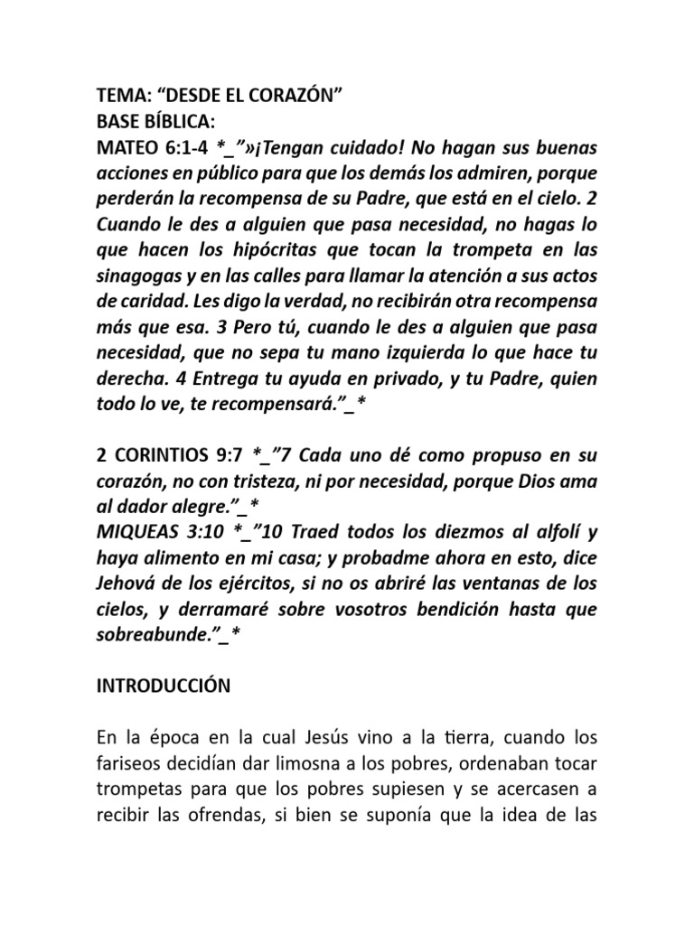 Amor y Generosidad desde el Corazón | PDF | Amor | Cristo (título)
