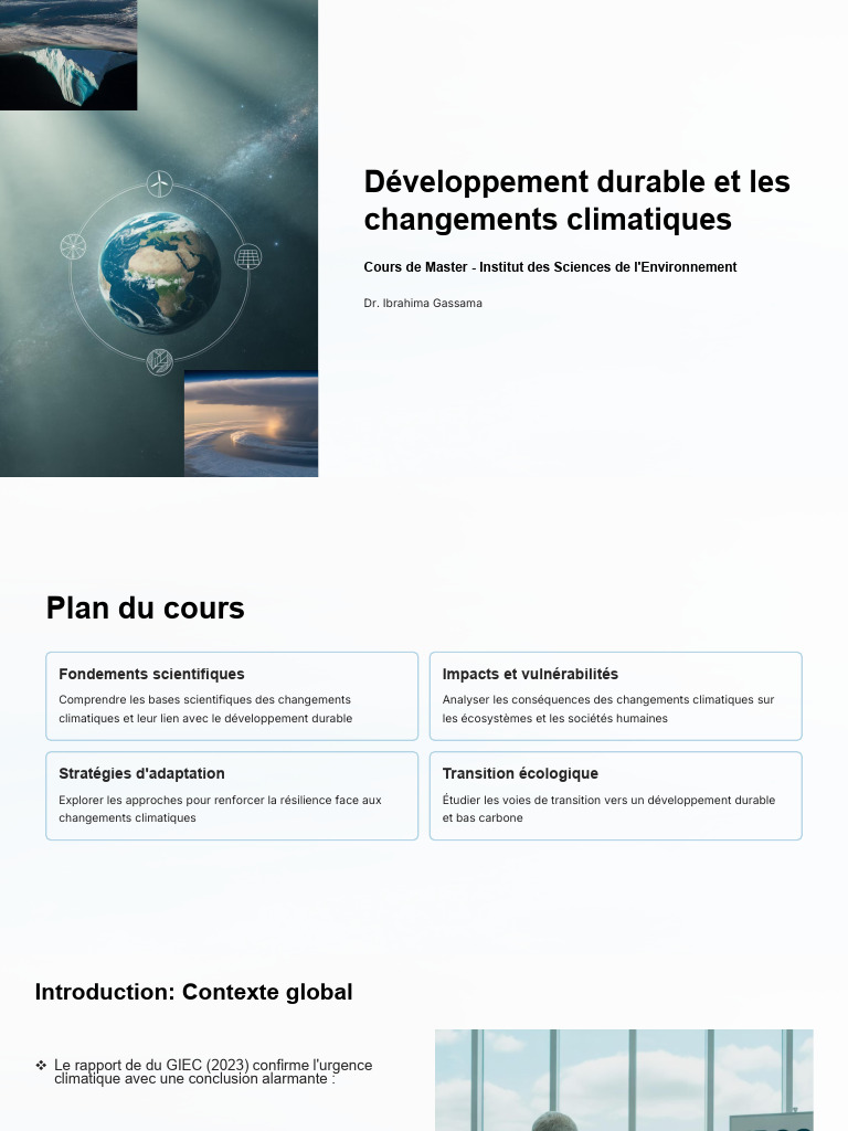 Changement climatique et développement durable | PDF | Effet de serre ...