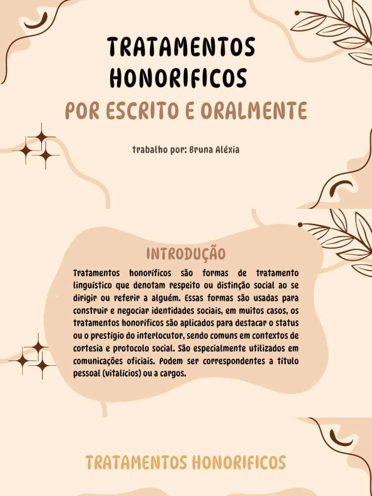 Tratamentos Honoríficos: Definição e Uso | PDF | Comunicação | Status ...