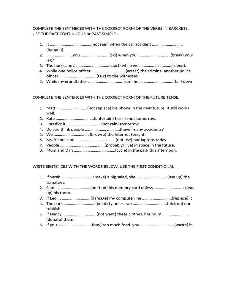 Verb Tense Exercises for English Learners | PDF | Grammar | Syntax