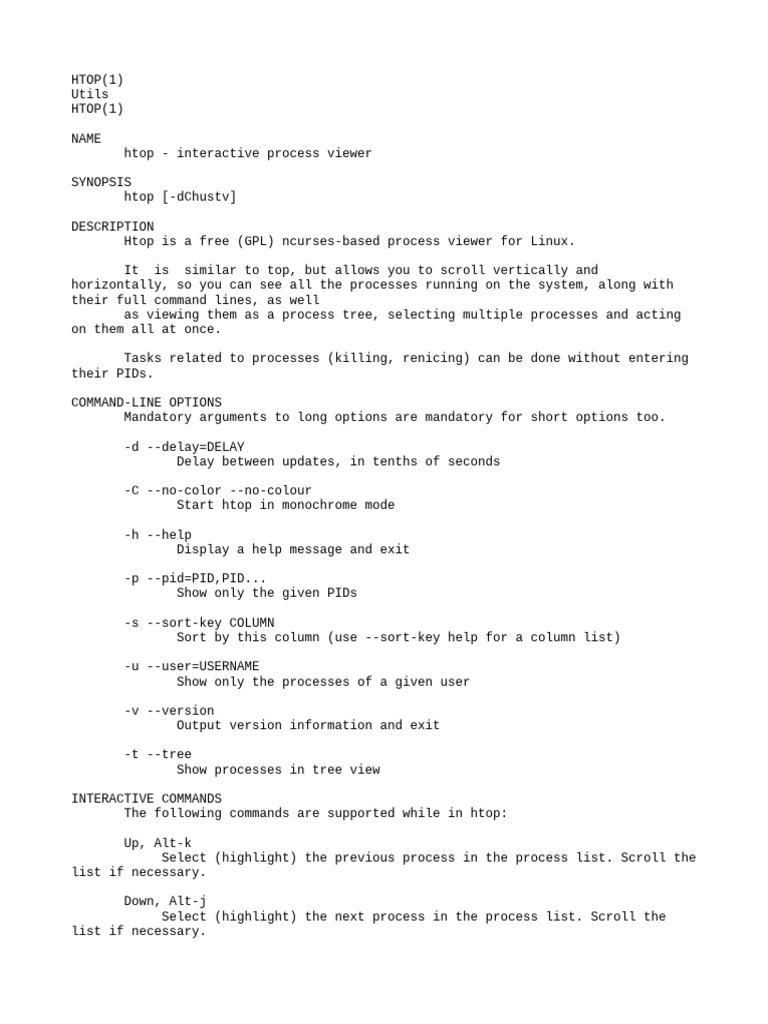 Htop: Interactive Process Viewer Guide | PDF | Process (Computing ...