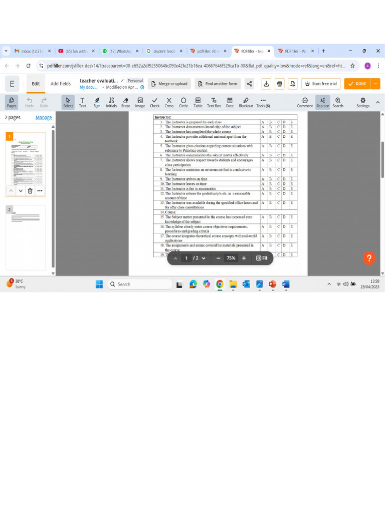 Feedback Form | PDF