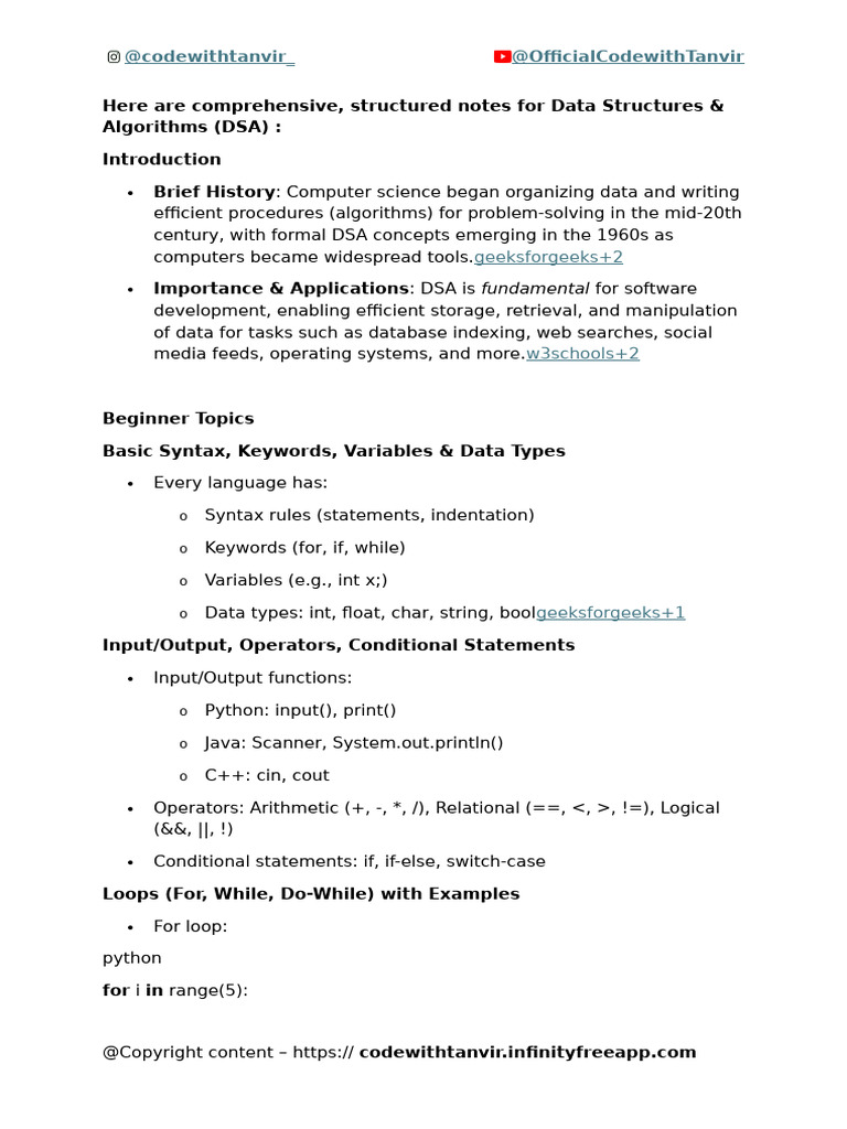 Comprehensive DSA Study Guide | PDF | Control Flow | Queue (Abstract ...