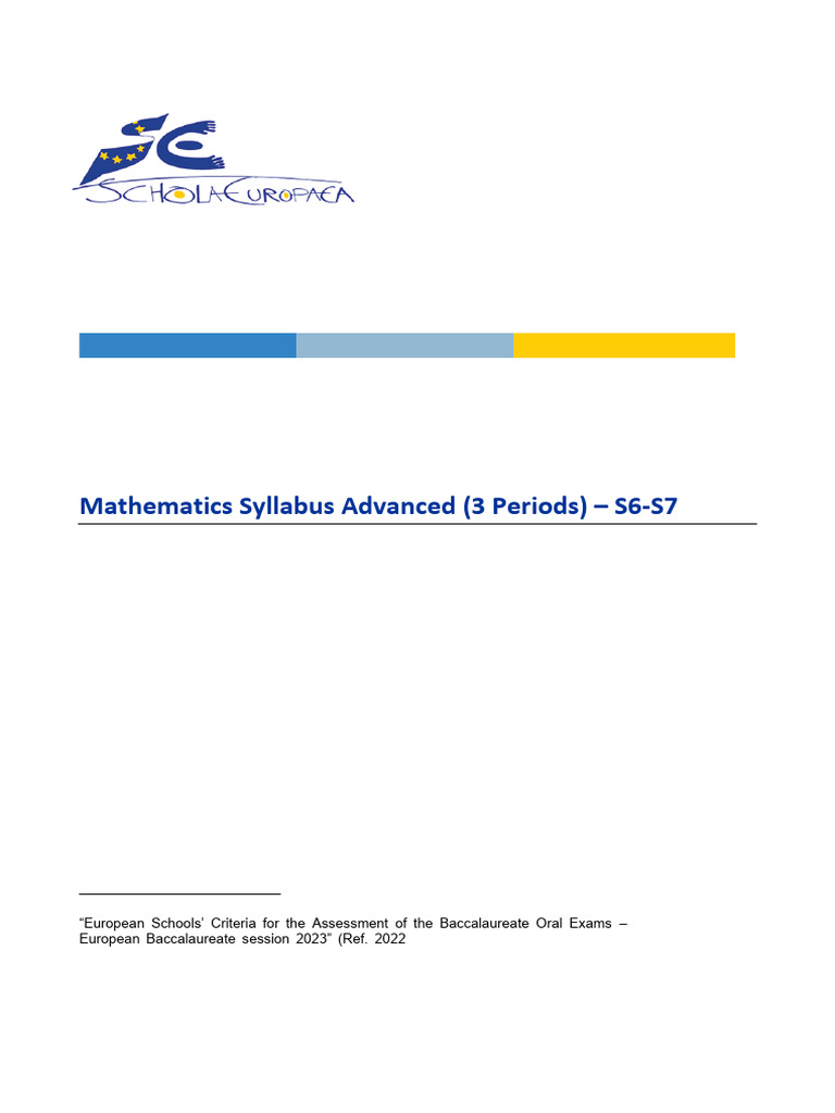 Advanced Mathematics Syllabus S6-S7 | PDF | Matrix (Mathematics ...