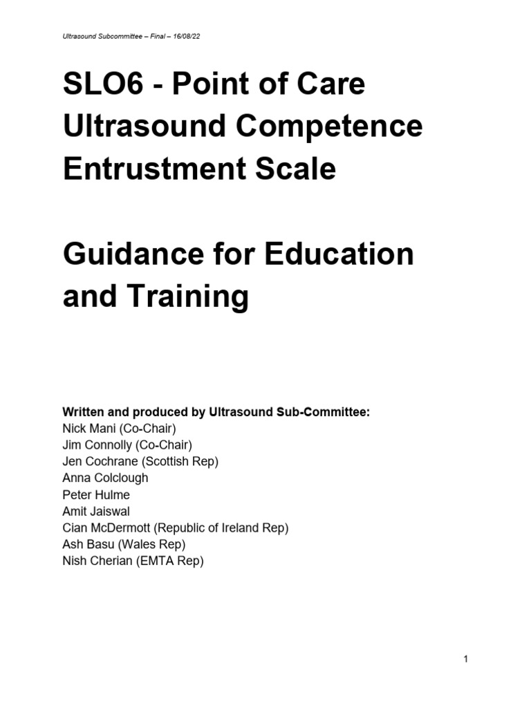 Ultrasound Competence Entrustment Guide | PDF | Medical Ultrasound | Aorta