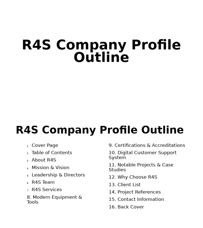 R4S Company Profile Outline | PDF