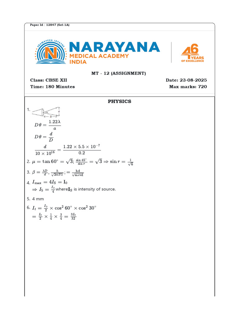 CBSE XII Physics Assignment Solutions | PDF | Amine | Anaerobic Digestion