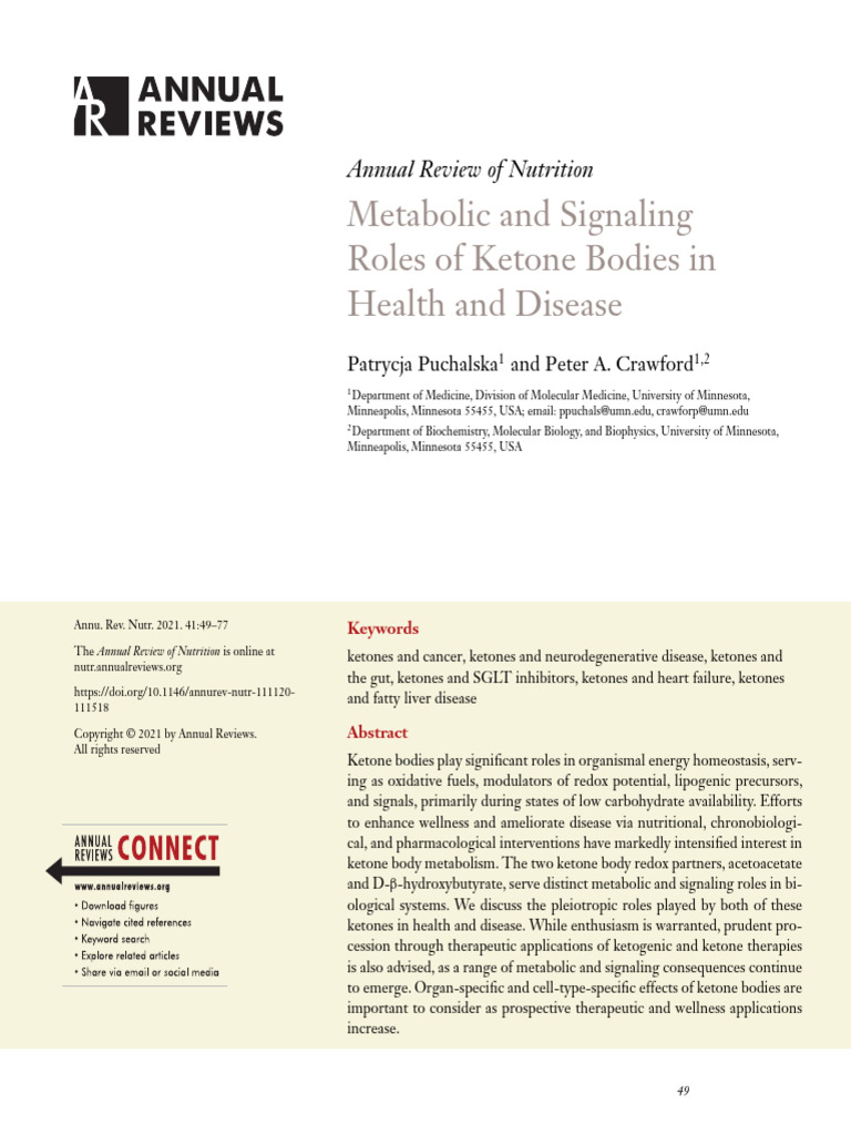 Ketone Bodies: Metabolism and Health Impacts | PDF | Citric Acid Cycle ...