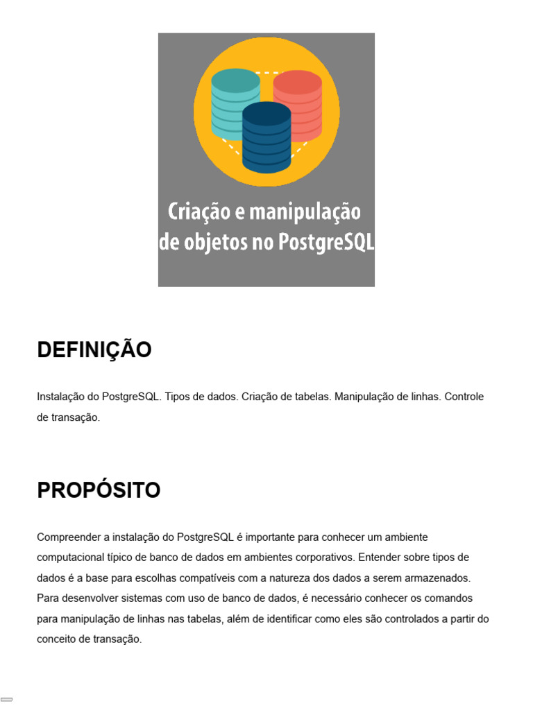 Instalação e Uso do PostgreSQL | PDF | SQL | Postgre SQL