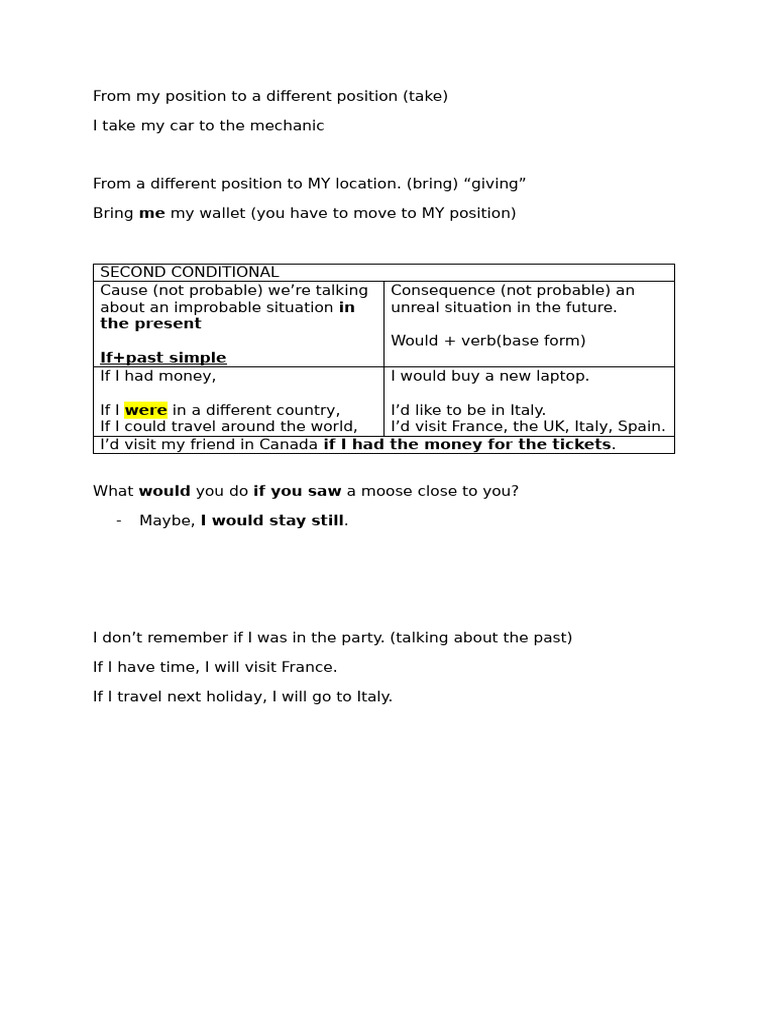 Understanding the Second Conditional | PDF