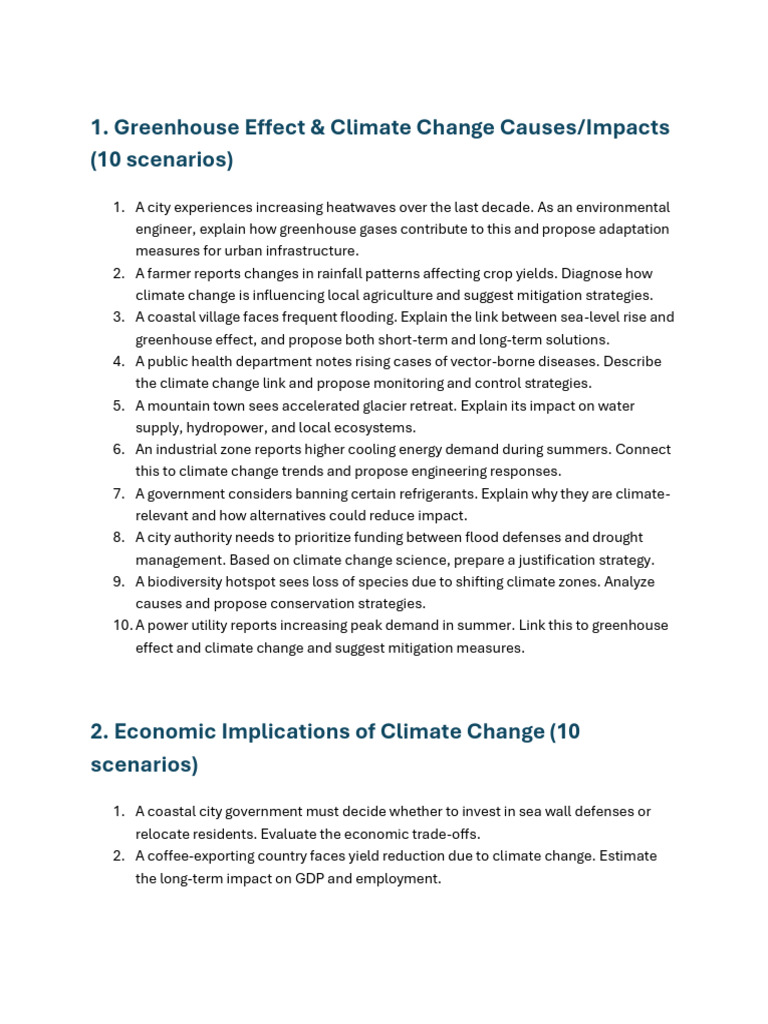 Climate Change Scenarios & Solutions Guide | PDF | Life Cycle ...