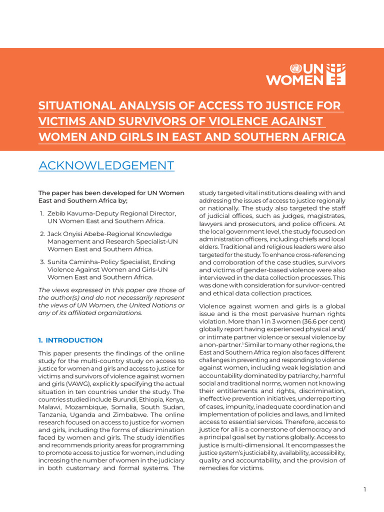 Situational Analysis of Access To Justice For Victims and Survivors of ...