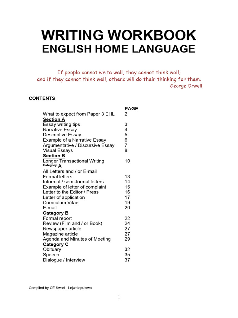 English Home Language Writing Guide | PDF | Essays | Narrative