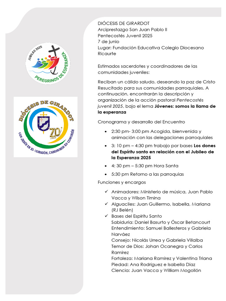 Pentecostés Juvenil 2025 | PDF