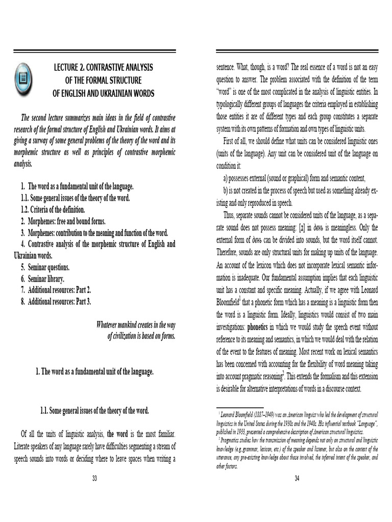 Contrastive Analysis of English and Ukrainian Words | PDF | Word | Part ...