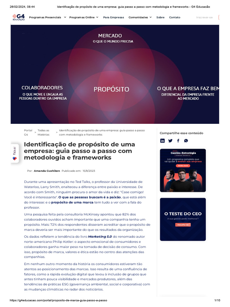 Guia para Identificação de Propósito Empresarial | PDF | Marca | Marketing