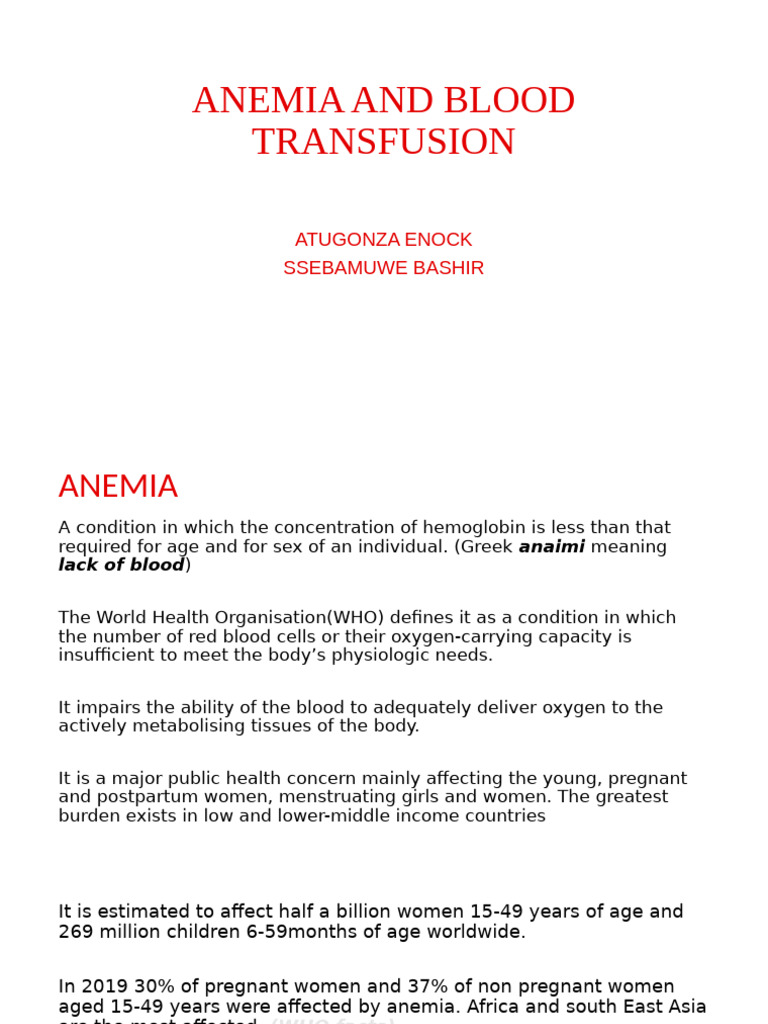 Anemia and Blood Transfusion Final-1 | PDF | Anemia | Red Blood Cell