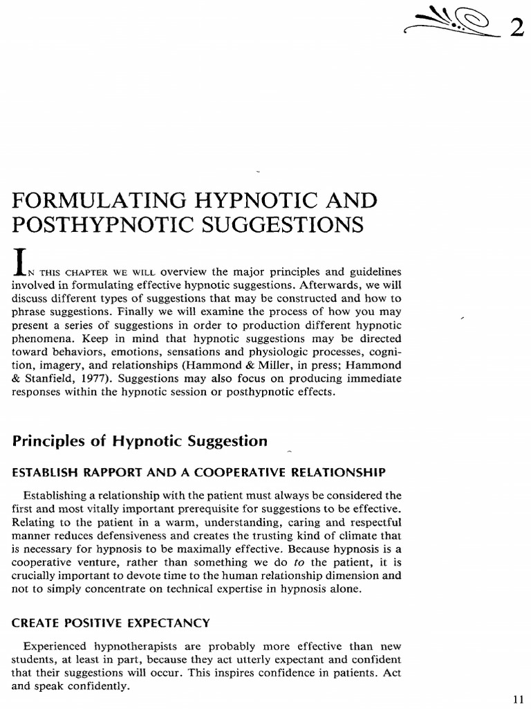 Handbook of Hypnotic Suggestions and Metaphors 1-26-61 | PDF