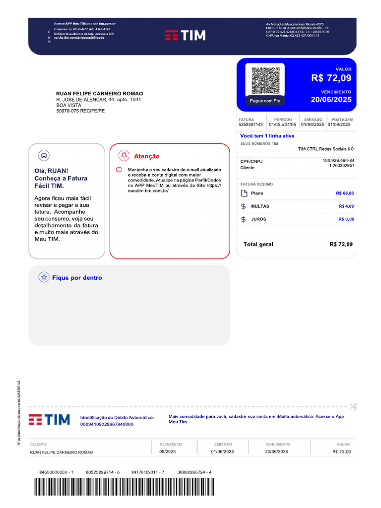 Fatura Tim | PDF