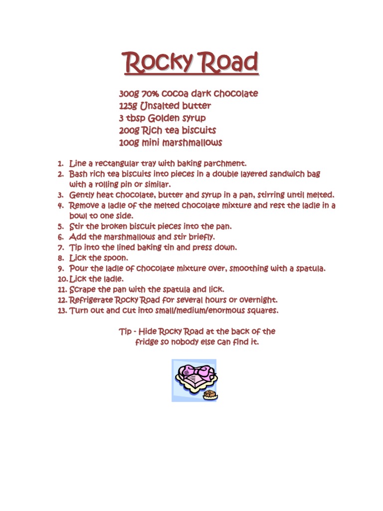 Traditional Rocky Road Recipe | PDF | Cooking, Food & Wine
