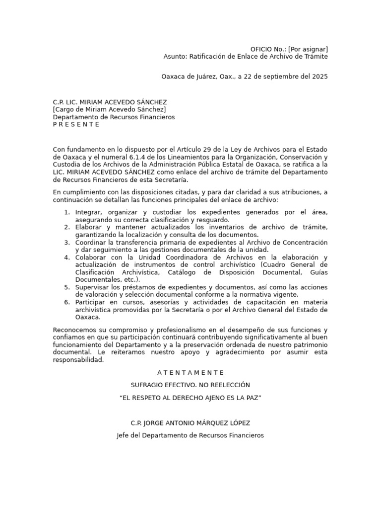 Ratificación de Enlace de Archivo en Oaxaca | PDF | Gobierno