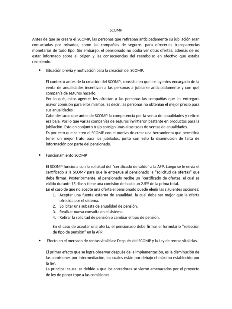 Impacto del SCOMP en Jubilaciones y Anualidades | PDF | Pensión ...