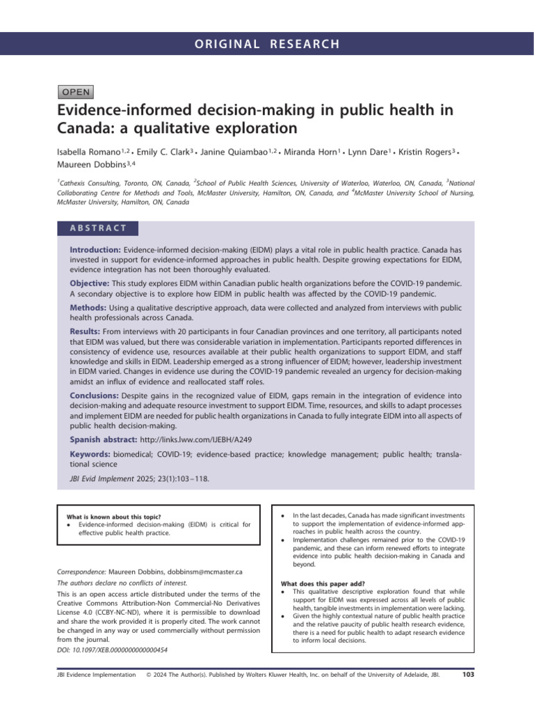 Evidence Informed Decision Making in Public Health.12 | PDF | Public ...