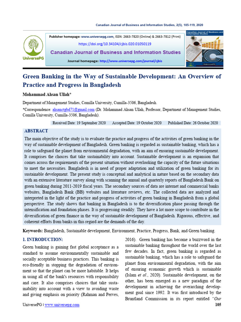 Green Banking in The Way of Sustainable Development An Overview of ...
