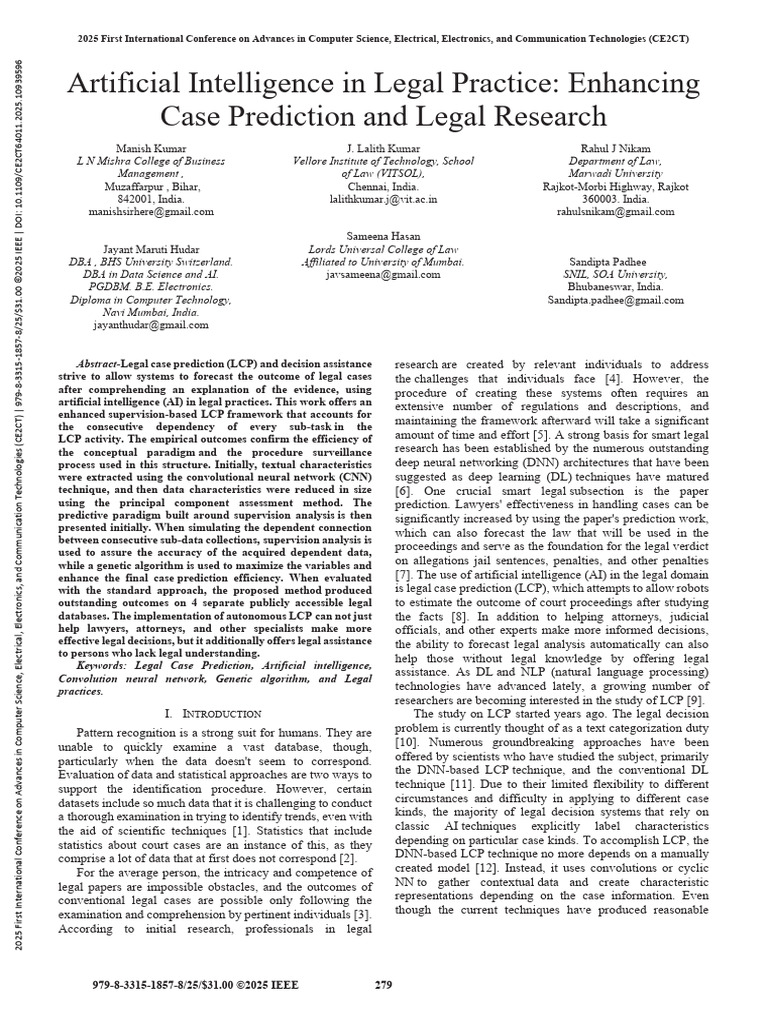 Artificial Intelligence in Legal Practice Enhancing Case Prediction and ...
