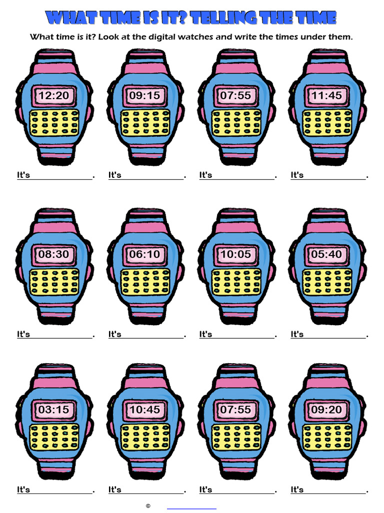 Digital Clock Time Exercises | PDF