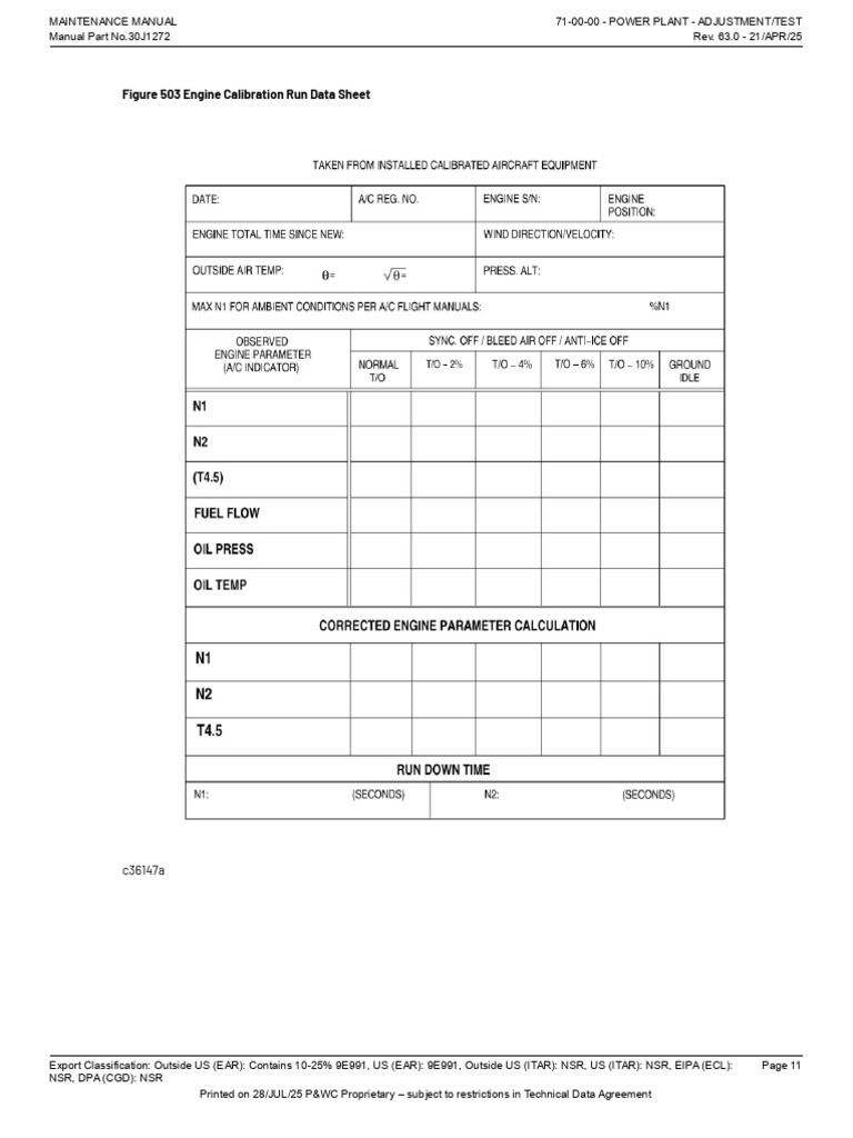 Engine Calibration Data Sheet | PDF