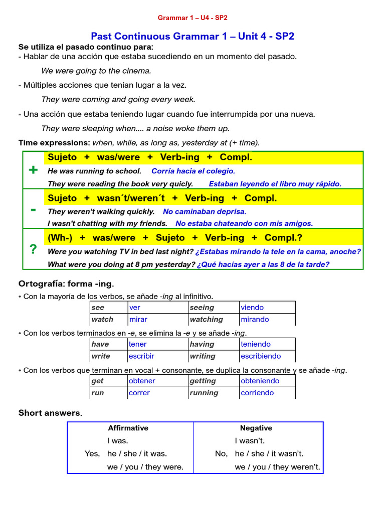 Past Continuous Grammar Guide | PDF | Syntax | Language Mechanics