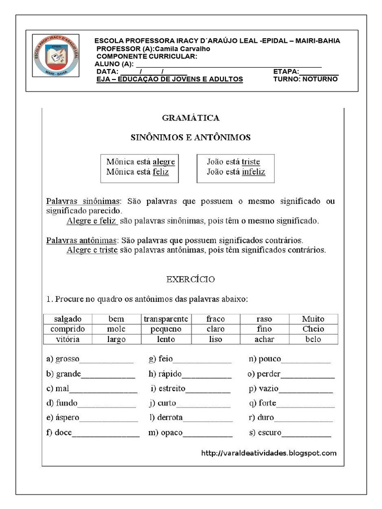 Antônimo é sinônimo | PDF