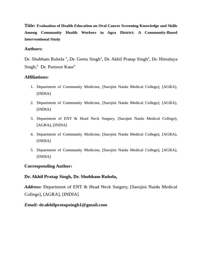 Health Education Impact on Oral Cancer Screening | PDF | Statistics ...