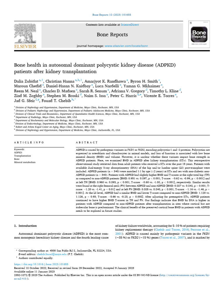 Bone Health in ADPKD Post-Transplant | PDF | Bone | Osteoporosis