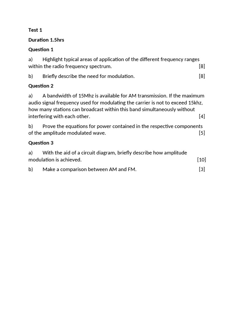 Radio Frequency Spectrum and Modulation Test | PDF