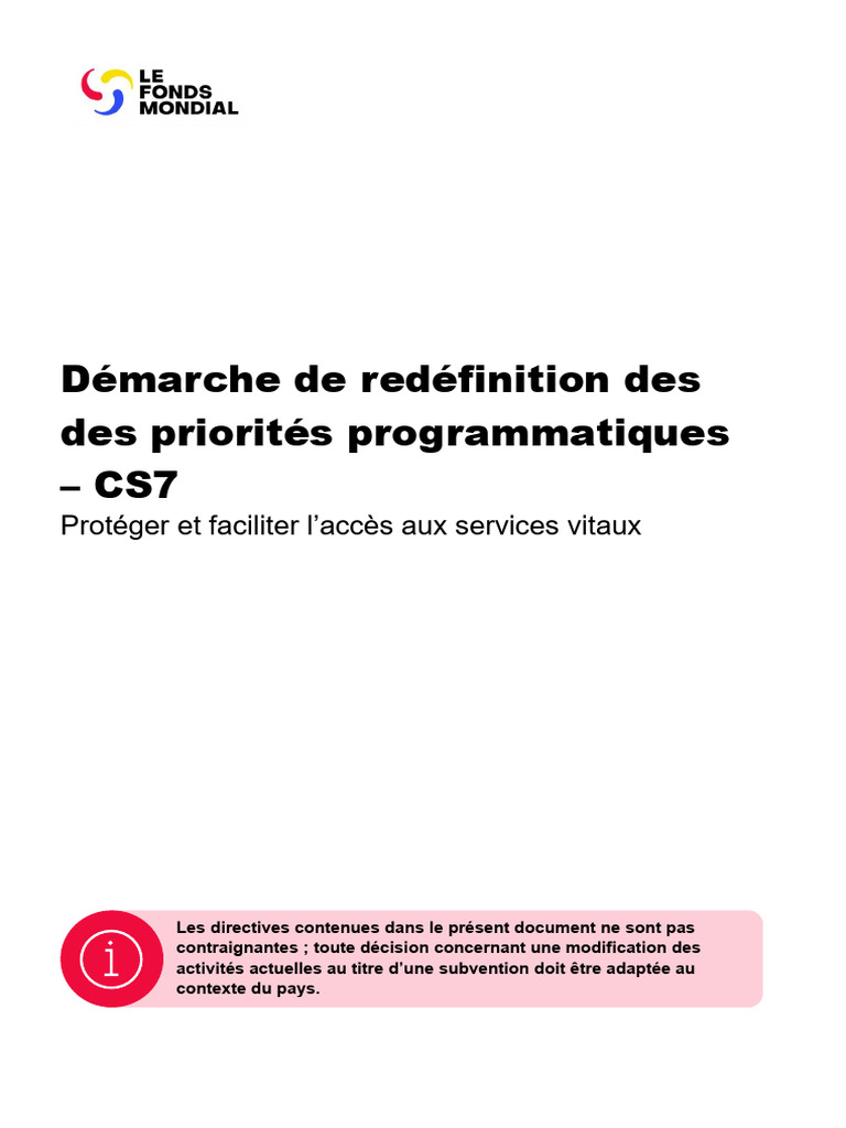 Redéfinition des priorités CS7 pour la santé | PDF | VIH | Tuberculose