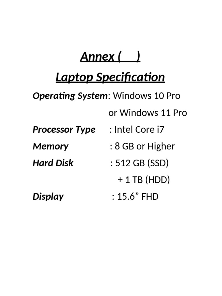 Laptop Specification | PDF