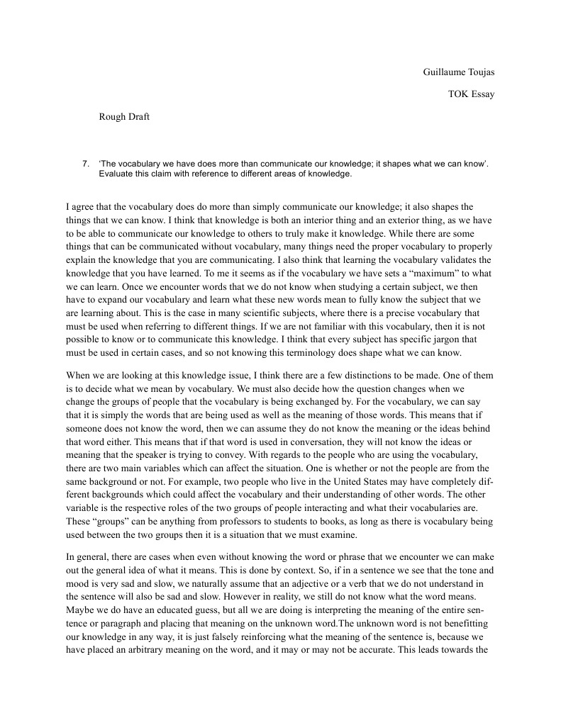 Tok essay template picture