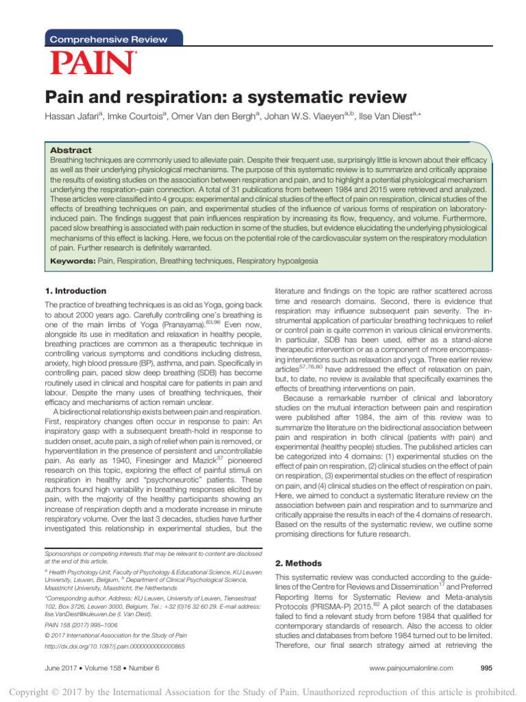 Breathing Techniques and Pain Relief | PDF | Nervous System | Physiology