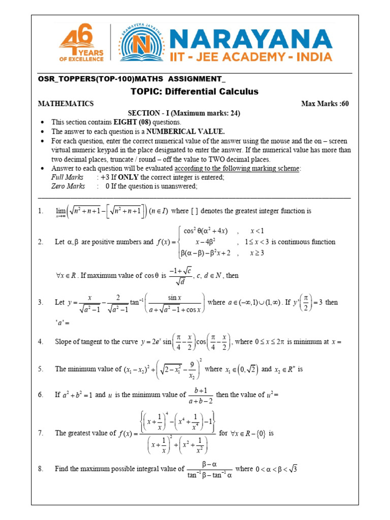 Differential Calculus Maths Assignment | PDF | Numbers | Function ...