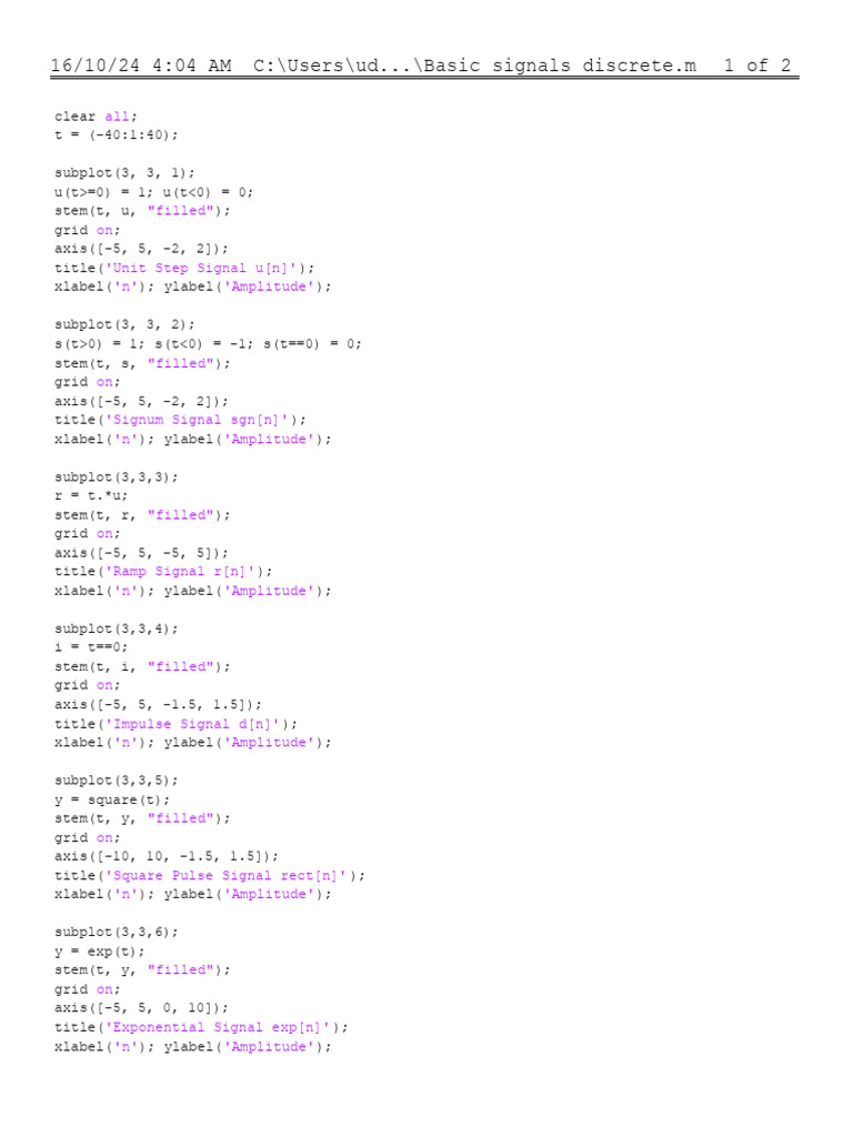 Basic Signals Discrete | PDF