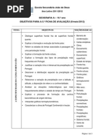 Objetivos 5.ª Ficha de Avaliação_10.º ano