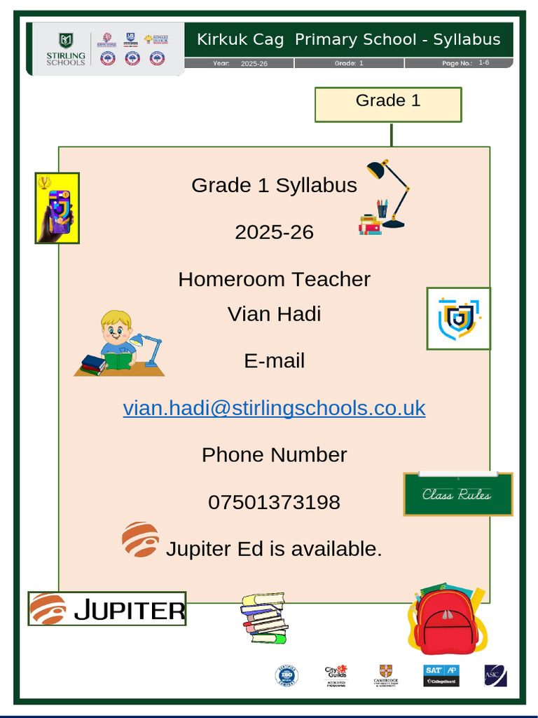 Grade 1 Syllabus 2023-24 Overview | PDF | Pencil | Learning