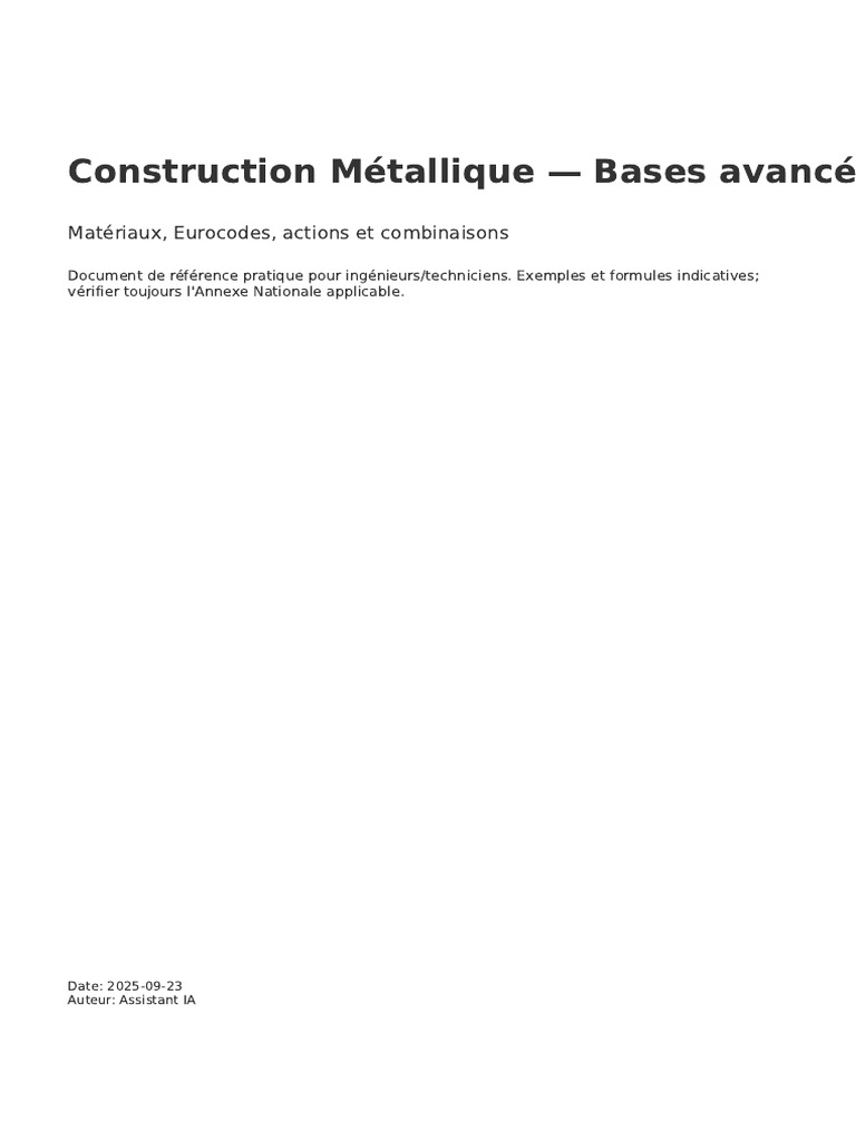 Eurocodes en Construction Métallique | PDF