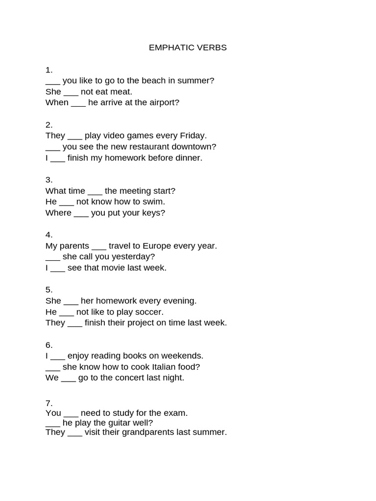Atividade Emphatic Verb | PDF