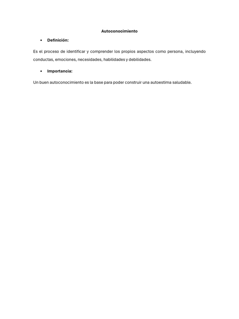 Definición y importancia del autoconocimiento | PDF