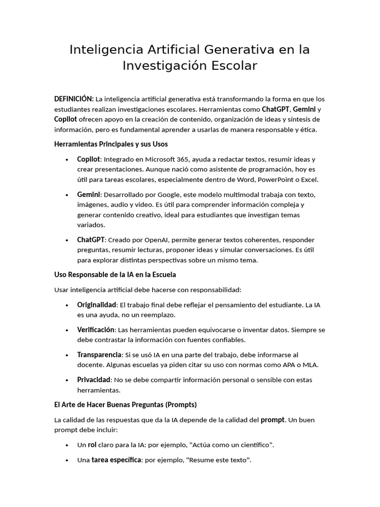 IA Generativa en la Investigación Escolar | PDF | Inteligencia ...