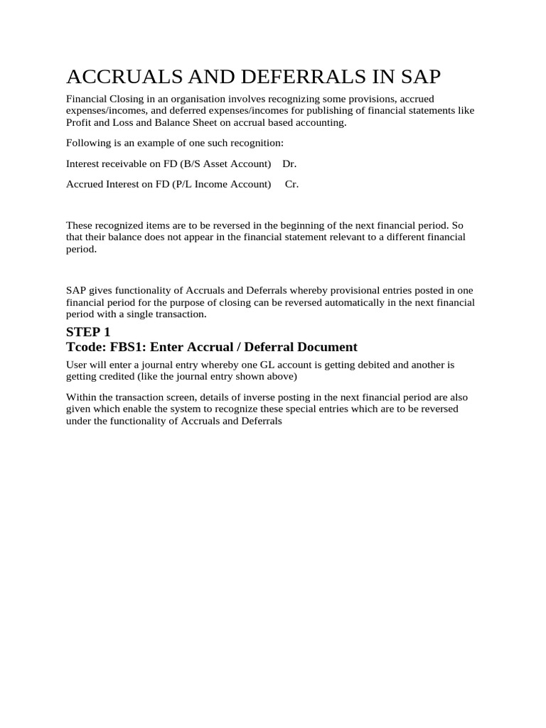SAP Accruals and Deferrals Guide | PDF | Deferral | Accrual